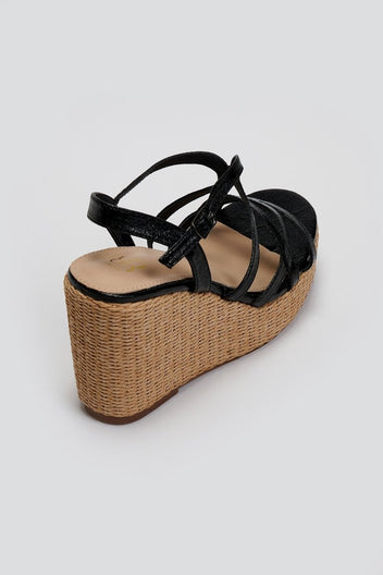 Πλατφόρμες με ψάθα στη σόλα ERYNN - Μαύρο - thefashionproject.gr - ERYNN