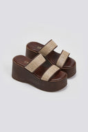 Πλατφόρμες με ψάθινες φάσες Estil - Καφέ - thefashionproject.gr - Estil