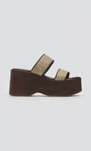 Πλατφόρμες με ψάθινες φάσες Estil - Καφέ - thefashionproject.gr - Estil