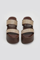 Πλατφόρμες με ψάθινες φάσες Estil - Καφέ - thefashionproject.gr - Estil