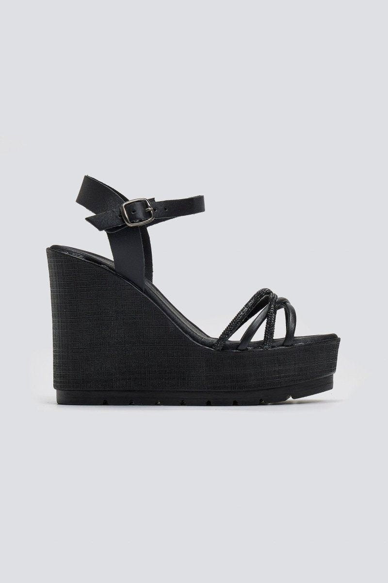 Πλατφόρμες με στρας Estil - Μαύρο - thefashionproject.gr - Estil