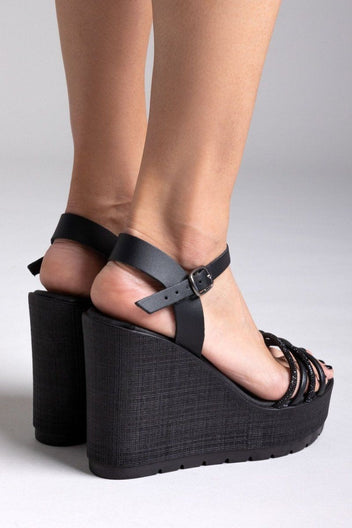 Πλατφόρμες με στρας Estil - Μαύρο - thefashionproject.gr - Estil
