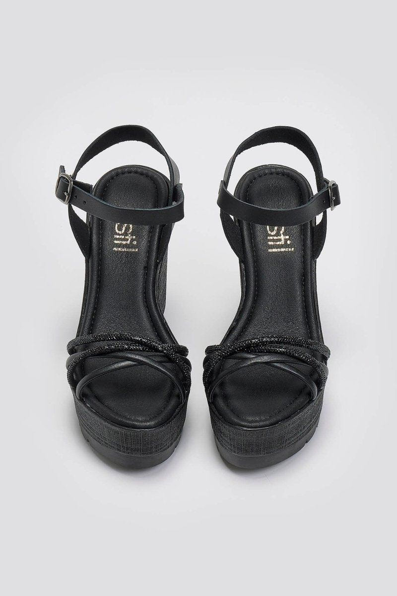 Πλατφόρμες με στρας Estil - Μαύρο - thefashionproject.gr - Estil
