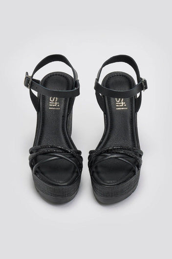 Πλατφόρμες με στρας Estil - Μαύρο - thefashionproject.gr - Estil