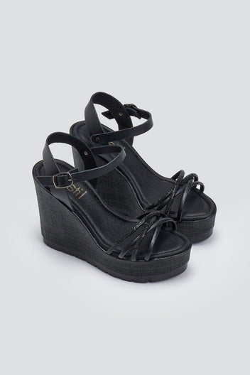 Πλατφόρμες με στρας Estil - Μαύρο - thefashionproject.gr - Estil