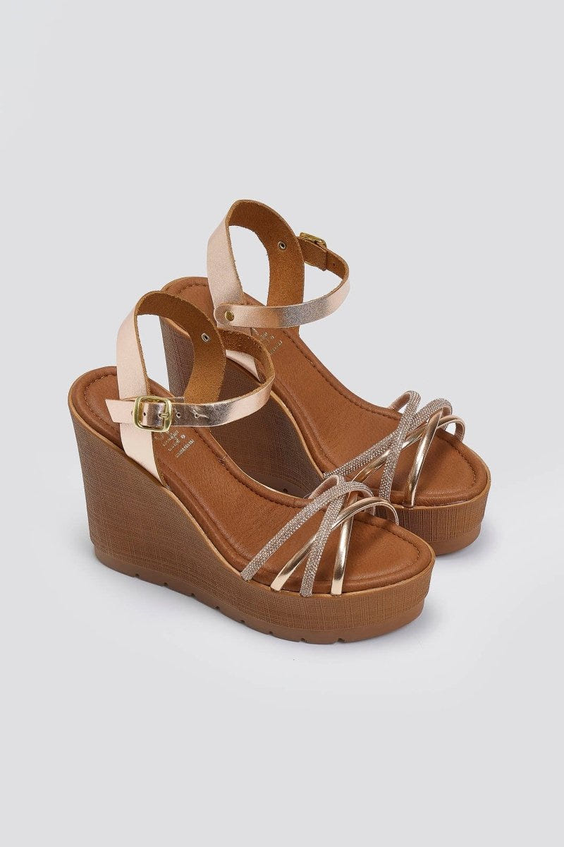 Πλατφόρμες με στρας Estil - Χαλκός - thefashionproject.gr - Estil