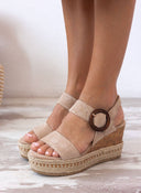 Πλατφόρμες με ξύλινο τοκά ERYNN - Μπεζ - thefashionproject.gr - ERYNN