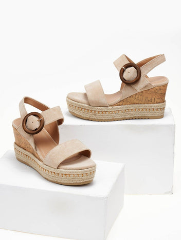 Πλατφόρμες με ξύλινο τοκά ERYNN - Μπεζ - thefashionproject.gr - ERYNN