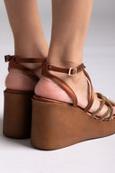 Πλατφόρμες σατέν με στρας Tfp - Μπρονζέ - thefashionproject.gr - TFP