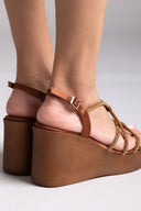 Πλατφόρμες σατέν με στρας Tfp - Μπρονζέ - thefashionproject.gr - TFP