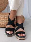 Πλατφόρμες suede με crossover λάστιχα Xti 142326 - Μαύρο - thefashionproject.gr - Xti Footwear
