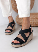 Πλατφόρμες suede με crossover λάστιχα Xti 142326 - Μαύρο - thefashionproject.gr - Xti Footwear