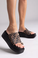 Πλατφόρμες υφασμάτινες με print Tfp - Καφέ - thefashionproject.gr - TFP