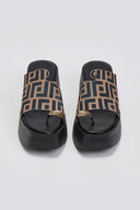 Πλατφόρμες υφασμάτινες με print Tfp - Καφέ - thefashionproject.gr - TFP