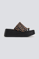 Πλατφόρμες υφασμάτινες με print Tfp - Καφέ - thefashionproject.gr - TFP