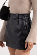 ONLY - Pleated Mini Skirt Button Detail - Black