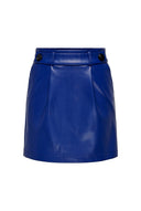 ONLY - Pleated Mini Skirt Button Detail - Blue