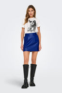 ONLY - Pleated Mini Skirt Button Detail - Blue