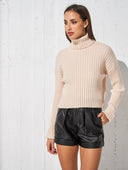Πλεκτή μπλούζα ζιβάγκο με ρεβέρ - Ροζ - thefashionproject.gr - The Fashion Project