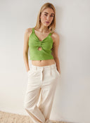 Crop top πλεκτό με άνοιγμα