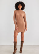 Πλεκτό φόρεμα μίνι - Caramel - thefashionproject.gr - The Fashion Project