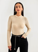 Πλεκτό lurex ONLY 15307020 - Μπεζ - thefashionproject.gr - ONLY
