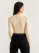 Πλεκτό lurex ONLY 15307020 - Μπεζ - thefashionproject.gr - ONLY