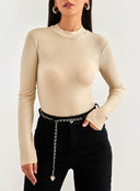 Πλεκτό lurex ONLY 15307020 - Μπεζ - thefashionproject.gr - ONLY