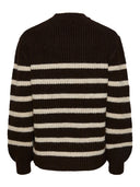 Πλεκτό πουλόβερ ριγέ με μαλλί PIECES 17139849 - Καφέ - thefashionproject.gr - PIECES