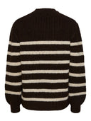 Πλεκτό πουλόβερ ριγέ με μαλλί PIECES 17139849 - Καφέ - thefashionproject.gr - PIECES