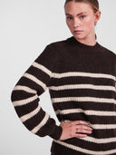 Πλεκτό πουλόβερ ριγέ με μαλλί PIECES 17139849 - Καφέ - thefashionproject.gr - PIECES