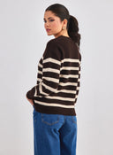 Πλεκτό πουλόβερ ριγέ με μαλλί PIECES 17139849 - Καφέ - thefashionproject.gr - PIECES