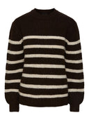 Πλεκτό πουλόβερ ριγέ με μαλλί PIECES 17139849 - Καφέ - thefashionproject.gr - PIECES