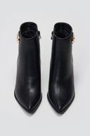 Pointed Ankle Boots with Metal Detail - Black Matte - thefashionproject.gr - Ideal shoes