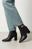 Pointed Ankle Boots with Metal Detail - Black Matte - thefashionproject.gr - Ideal shoes