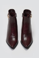 Pointed Ankle Boots with Metal Detail - Bordeaux Matte - thefashionproject.gr - Ideal shoes