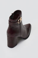 Pointed Ankle Boots with Metal Detail - Bordeaux Matte - thefashionproject.gr - Ideal shoes