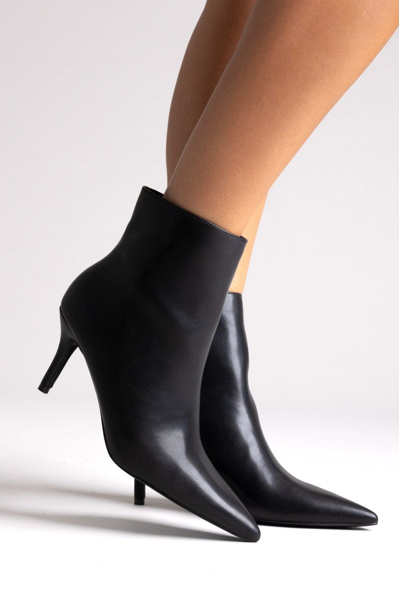 Pointed Ankle Boots with Stiletto Heel - Black Matte - thefashionproject.gr - BOTEGGA 22