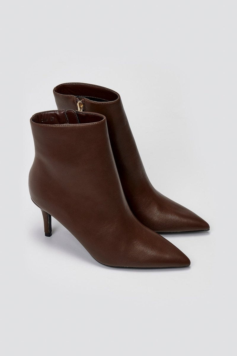 Pointed Ankle Boots with Stiletto Heel - Dark Brown Matte - thefashionproject.gr - BOTEGGA 22
