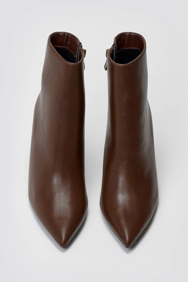 Pointed Ankle Boots with Stiletto Heel - Dark Brown Matte - thefashionproject.gr - BOTEGGA 22