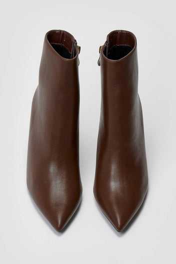 Pointed Ankle Boots with Stiletto Heel - Dark Brown Matte - thefashionproject.gr - BOTEGGA 22