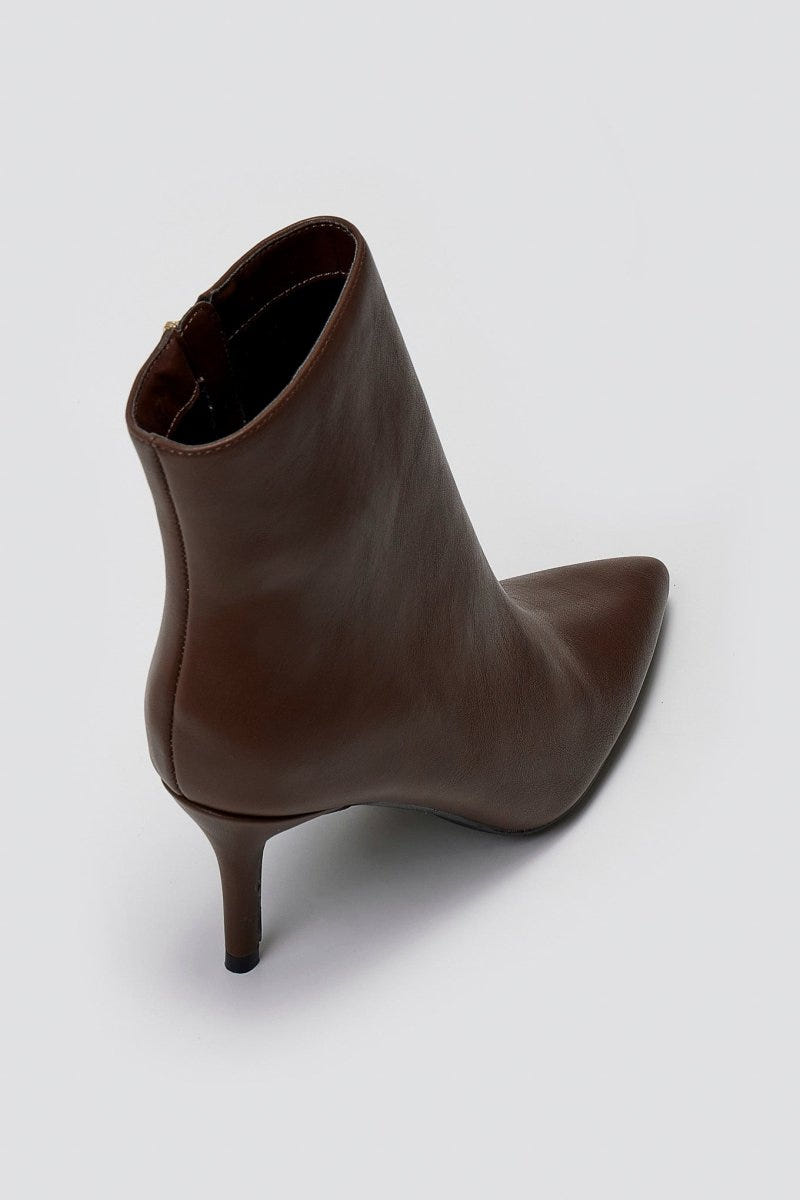 Pointed Ankle Boots with Stiletto Heel - Dark Brown Matte - thefashionproject.gr - BOTEGGA 22