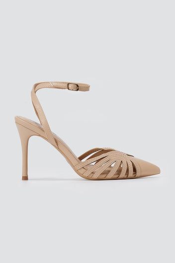 BOTEGGA 22 - Pointed Ankle Strap Pumps Slim Heel - Beige Matte