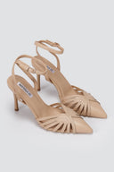 BOTEGGA 22 - Pointed Ankle Strap Pumps Slim Heel - Beige Matte