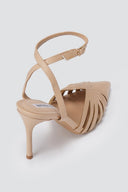 BOTEGGA 22 - Pointed Ankle Strap Pumps Slim Heel - Beige Matte
