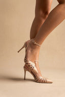 BOTEGGA 22 - Pointed Ankle Strap Pumps Slim Heel - Beige Matte