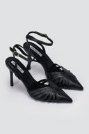 BOTEGGA 22 - Pointed Ankle Strap Pumps Slim Heel - Black Matte