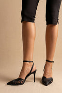 BOTEGGA 22 - Pointed Ankle Strap Pumps Slim Heel - Black Matte