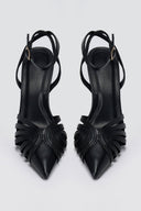 BOTEGGA 22 - Pointed Ankle Strap Pumps Slim Heel - Black Matte