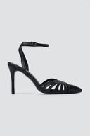 BOTEGGA 22 - Pointed Ankle Strap Pumps Slim Heel - Black Matte